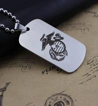 DIY laser deep word US military military brand titanium steel frosted employees work number plate necklace anti-lost dog brand pendant