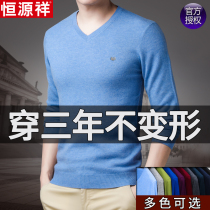  Hengyuanxiang cardigan mens V-neck spring and autumn knitwear thin sweater mens bottoming shirt with small shirt tide