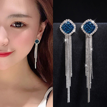 Korean Super fairy long tassel earrings female temperament earrings simple thin earrings personality advanced ear jewelry tide