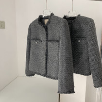 Mermaid home small fragrant wind tweed early winter coat female ins fragrant milk gray French short light luxury ladies top winter
