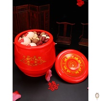 Sun bucket dowry ornaments set large small mini plastic toilet red wedding wedding wedding supplies big