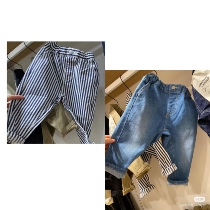Day Series Spring Autumn Men Girls Big Pockets Soft Denim 100 Hitch Comfort Children Streaks Kindergarten Large Pp Casual Long Pants