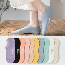 Boat Sox women pure cotton shallow mouth invisible summer thin silicone anti-slip with no heel summer pure color Short socks Ins
