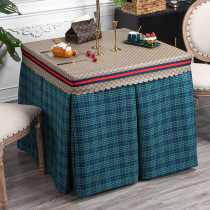 The new fire cover is waterproof and thickened and velvet simple modern thousand bird grid autumn and winter fire Is mahjong table electric stove cover