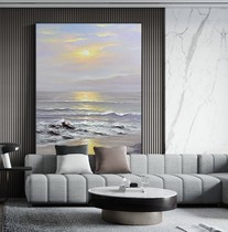 Hand-painted oil painting Post-modern Nordic Sunrise decorative painting landscape vertical porch hanging painting floor painting office study