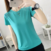 OUTDOOR SPEED DRY T-SHIRT WOMAN ICE SILK SHORT SLEEVE SPORTSWEAR MESH BREATHABLE ROUND COLLAR HIKING UNDERSHIRT WITH QUICK DRY JERSEY