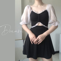 Honey Dream swimsuit female conservative Korean ins one-piece skirt small chest cover belly thin student girl seaside swimsuit