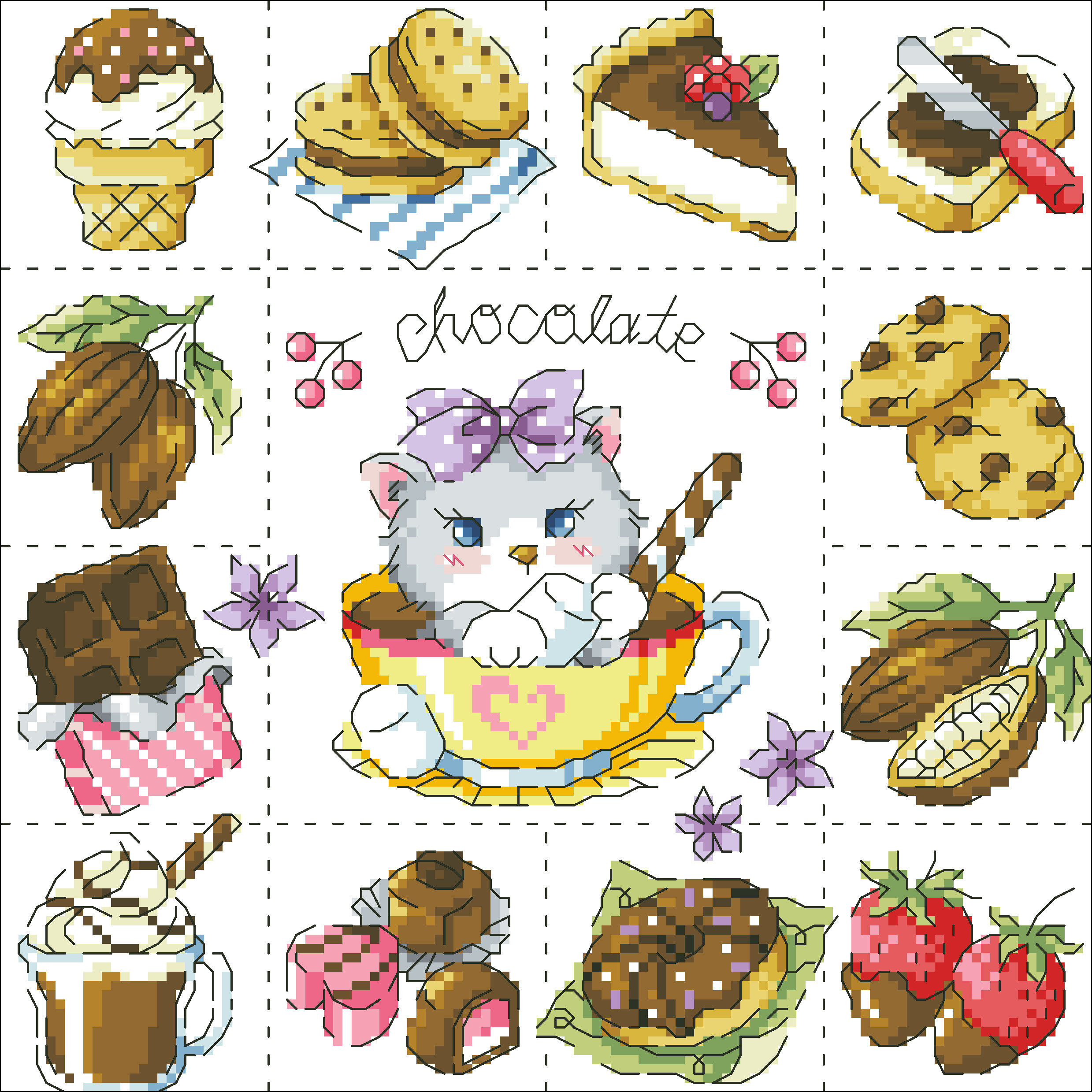 (Zhang Xiao cool) cross-stitch DMC R line from the kit plastic plate refrigerator paste chocolate cat