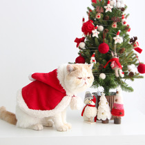 Cat clothes autumn and winter thickened warm Net Red pet cloak Christmas dress pet clothes New Year dress