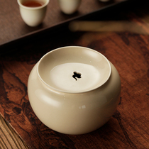 Ash Jianshui ceramic tea washing tea residue cylinder Water bowl with lid Japanese household cover bowl Tea set pot Dry bubble table Small