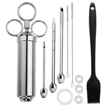 Turkey Syringe 304 Stainless Steel Barbecue Marinated Meat Seasoning Syringe Brine Infusion Needle Meat Injector