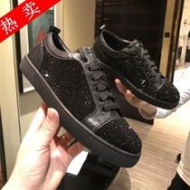 European and American big mens shoes luxury European station low-top leather rhinestones leisure trend mens hot Diamond red bottom shoes