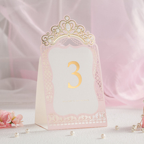 Beautiful pink table card European Crown Table sign table number seat card seat card seat card wedding sign-in stage wedding card