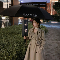 ByYou autumn and winter British plus velvet padded coat khaki trench coat womens long knee waist casual jacket