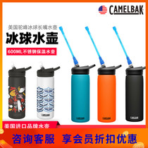 New hump Camelbak Ice Hockey Kettle Frosted Stainless Steel Insulated Kettle Long Straw Dust Cap