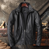Cabbage price spike simple casual leather leather clothing mens short lapel head layer cowhide motorcycle leather jacket mens jacket