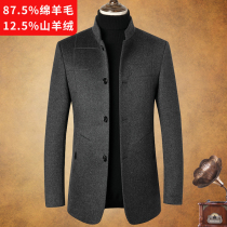 Full wool casual suit men stand collar 2021 Spring and Autumn Cashmere coat tunic business casual woolen coat men