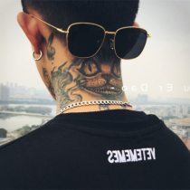 Retro style box sunglasses male trend gold edge couple sunglasses female driver polarizer shooting decoration