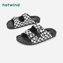 Hot air mens shoes 2022 Summer new mens fashion slippers black and white 100 hitch comfortable youth word drag