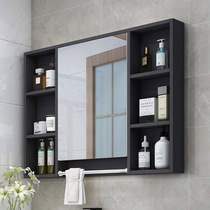 Solid wood bathroom mirror with shelf mirror cabinet toilet mirror storage integrated cabinet storage toilet dressing mirror