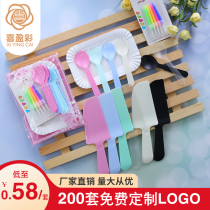 Birthday cake knife and fork plate candle dinner plate dish tableware set disposable paper plate plastic knife and fork combination