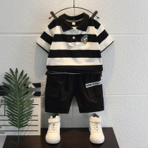 South Korean childrens clothing boy short sleeve suit pure cotton 2021 new ocean gas summer baby summer cool summer clothes