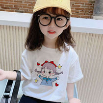 Girls 2021 new summer cartoon T-shirt baby Western style pure cotton childrens clothing childrens summer wild short-sleeved top