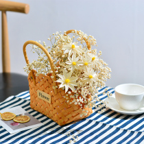 Hand-held woven flower basket starry ornaments home living room literary dried flowers Marina decoration picnic bouquets