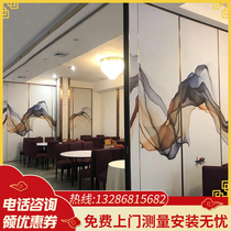 Hotel event Private room Box Folding screen Mobile push-pull soundproof telescopic sliding door Meeting room glass partition wall