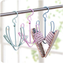 Multi-purpose drying shoe rack Balcony small hanger shoe rack Creative double hook outdoor windproof hook storage hanging shoe rack