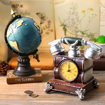 American office ornaments creative retro style small clock clock clock desktop clock Earth home desktop decorations