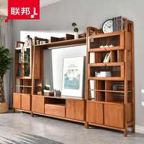 Federal furniture Nordic solid wood multi-function hall cabinet Beech modern simple glass wine cabinet Display cabinet Storage cabinet