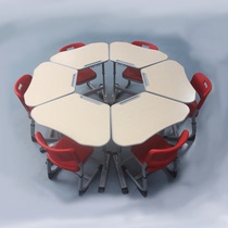 Hexagon combination learning table desks and chairs training table primary and secondary school classroom tutoring class home set