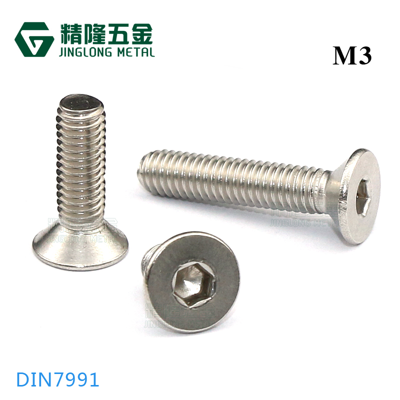 Hex screw DIN7991 stainless steel 304 flat cup machine tooth screw M3 x 5 6 8 10 12-50