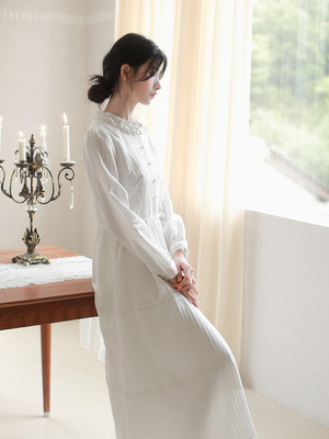 taobao agent Retro white dress, french style, A-line