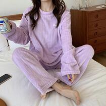 Pajamas women autumn and winter thick velvet set warm coral velvet home clothing winter 2021 New plus velvet thickened