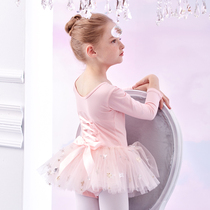 Dance practice clothes children Girls autumn and winter long sleeves plus velvet ballet skirt Chinese dance costume girls dance skirt