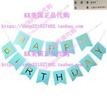 Strung Glitter Birthday Banner Blue Bday Party Bunting Sign