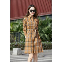 European station 2021 autumn new long sleeve plaid dress female slim long temperament OL professional shirt skirt