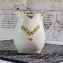 European milk can ceramic with rhinestone Milk Cup Western Ceramic Milk Cup Milk Cup small flower sauce cup