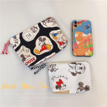 Special exchange for cute Mickey Mouse simple zipper coin wallet cosmetic case card bag mobile phone bag hand holding storage bag