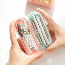 Spoon set three-piece set 304 stainless steel travel folding chopsticks Portable Mini Retractable storage tableware