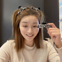 Plaid bangs hair catch net red 2021 New hairclip female Korean broken hair side clip hair accessories shark grab clip