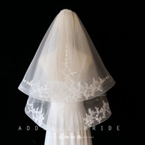 Short lace bridal veil female wedding white bridal wedding tiara double-layer shape Moren series Photo Veil
