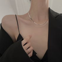 Sterling silver double-layer stack wearing necklace summer cold style simple 2021 New light luxury niche temperament neck chain choker