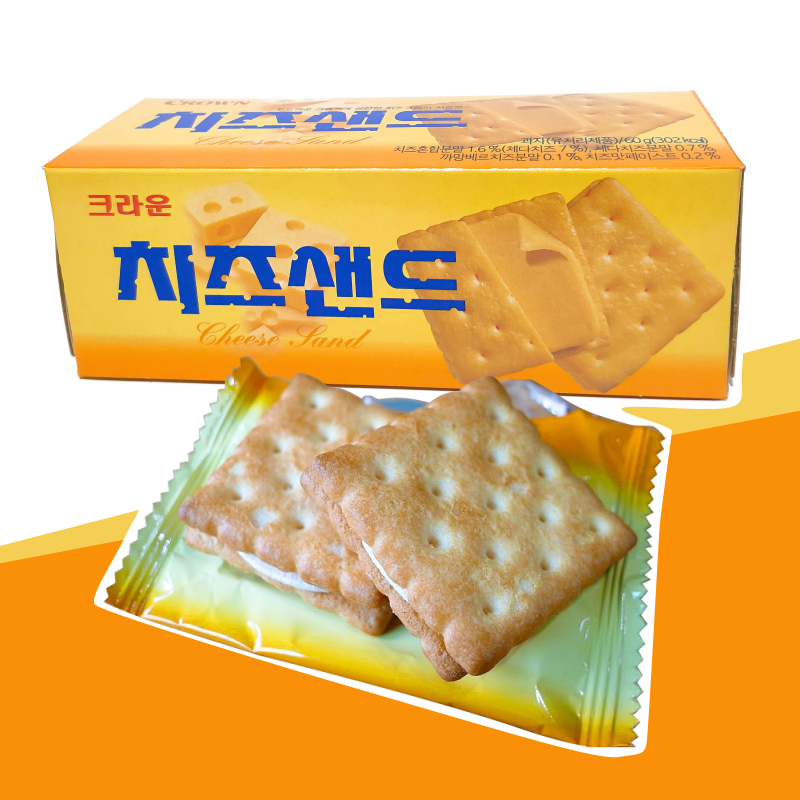 可来运奶酪夹心饼干60g韩国进口克丽安韩国进口CROWN可瑞安芝士