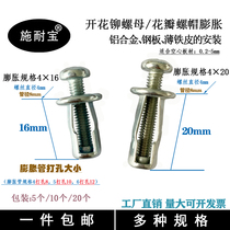 New flowering rivet nut hollow iron aluminum alloy plastic plate fixed expansion screw anchor bolt screw sliding wire