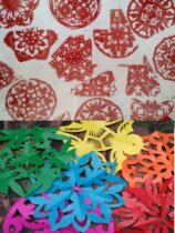 Childrens group flower paper-cut Student window flower Half fold Three fold Four fold Five fold Six fold Wax paper finished product