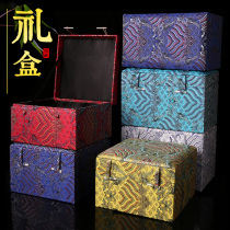 Embroidery cloud brocade cloth box Tea set Antique gift box Jade porcelain Antique bottle Collection return storage box