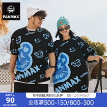  PANMAXBLUES Plus size MENs Hong Kong style funny bear printing pure cotton couple short-sleeved T-SHIRT